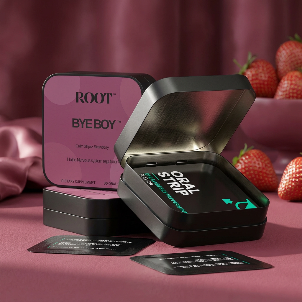 BYE BOY™ calm strips strawberry oral dissolving strip (30 strips, $34.99)